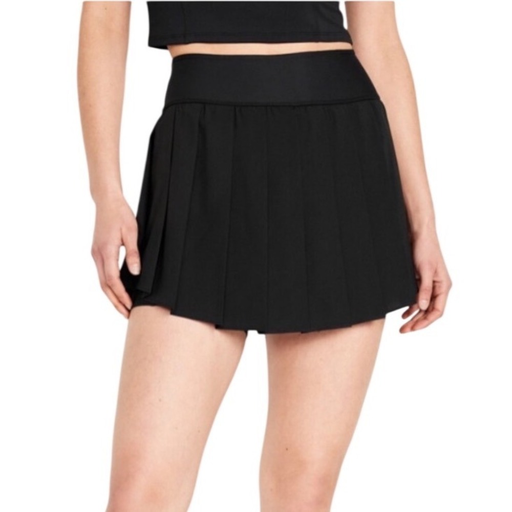 Old Navy High-Waisted StretchTech Pleated Skort Black Skirt XL Active Tennis